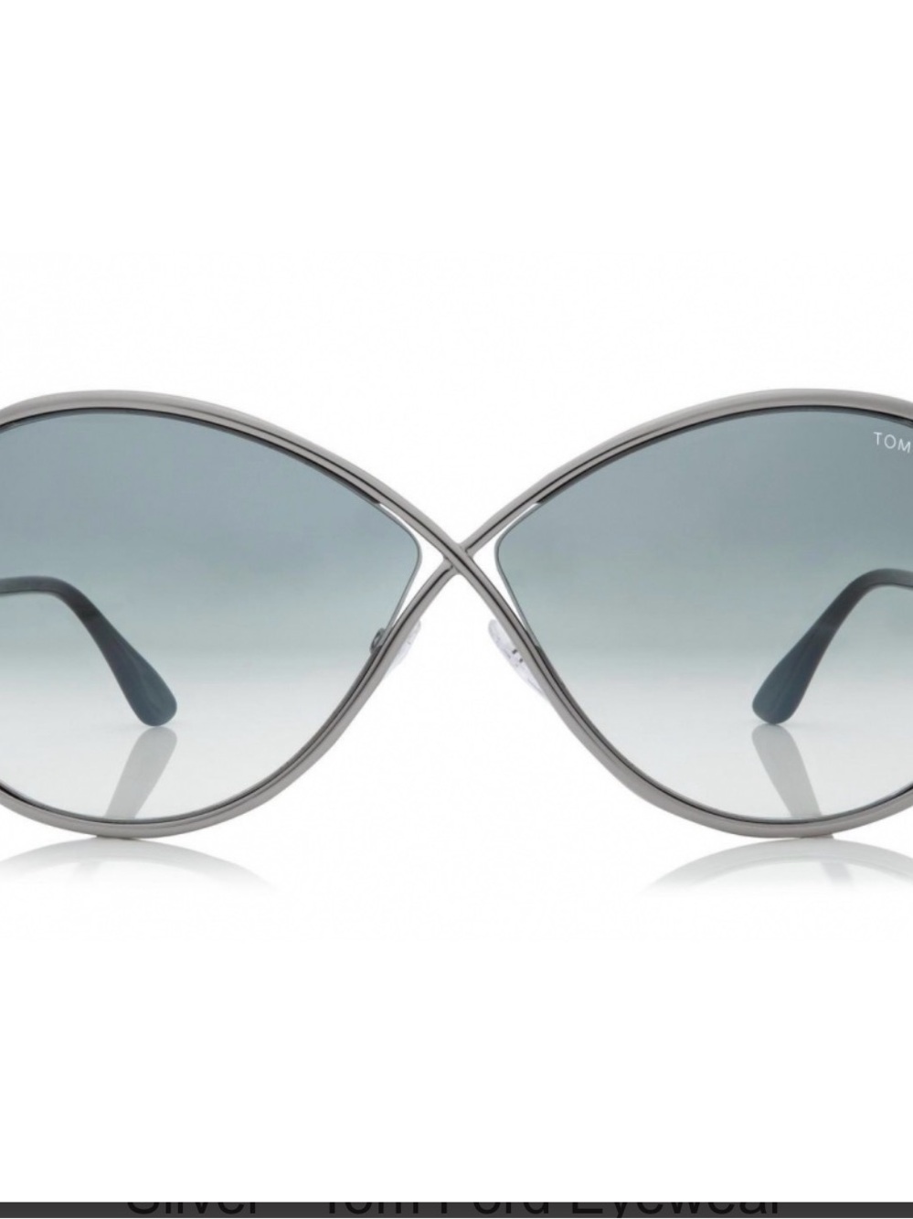 Tom Ford Silver Metal Cat-Eye Sunglasses with Gradient Gray Lenses
